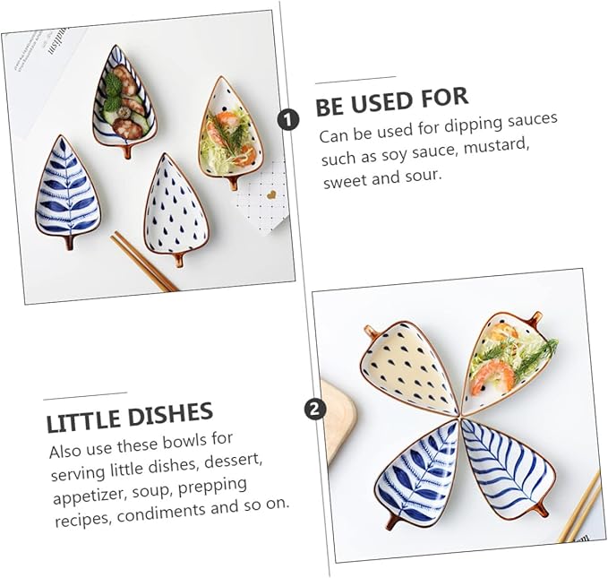 KICHOUSE 3Pcs Ceramic Snack Plates for Dipping Sauce Appetizer Dish Random Styles for Home Kitchen Outdoor Bbq and Parties and Design