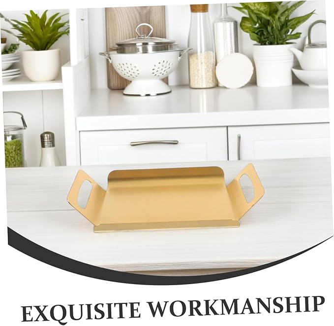 Healifty Stainless Steel Serving Tray with Handles Versatile Buffet Platter for Desserts BBQ and Tea Elegant Thickened Design Finish for Home and Restaurant Use