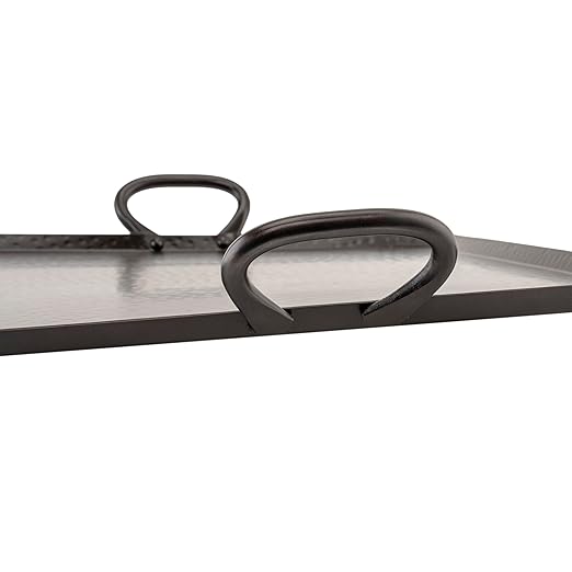 G.E.T. SSTPD-1915-ANT Heavy-Duty Metal Serving/Ottoman Tray with Handles, 19" x 15", Hammered Bronze