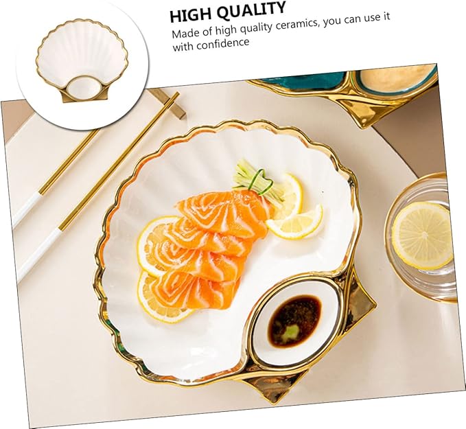 1pc Ceramic Dumpling Serving Plate Sauce Creative Shell-shaped Design for Appetizers Sushi and Snacks Easy to Clean and Versatile Dipping Dish Pure White