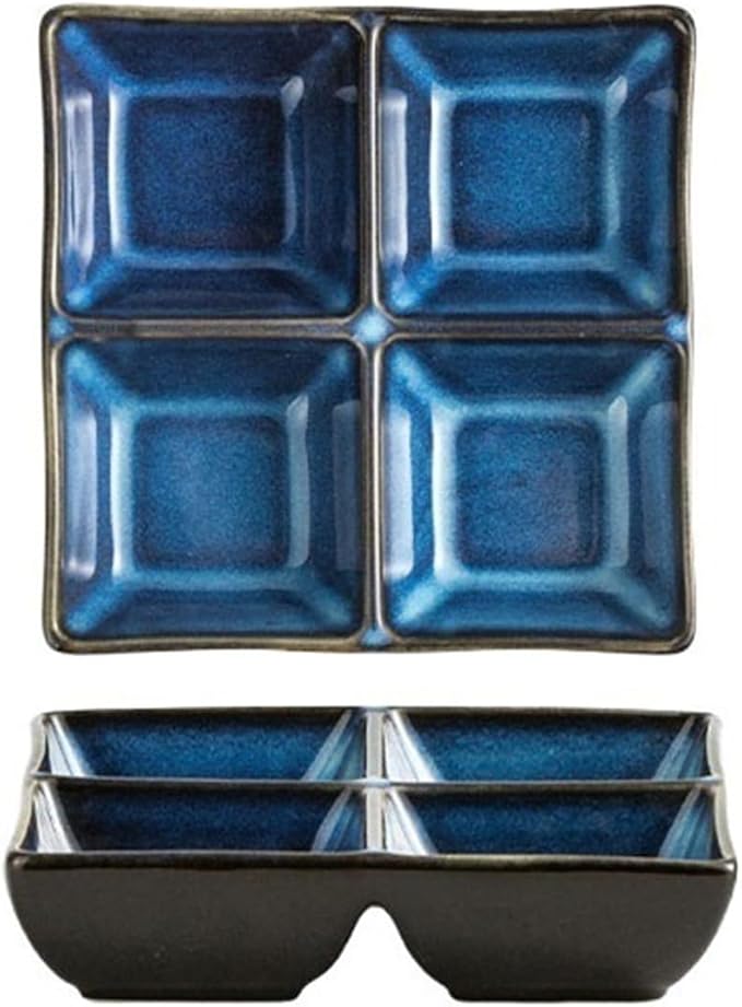 Sauce Dish 1 Piece Multifunctional Compartmentalized Plate Ceramic Snacks Dessert Bowl Snack Plate Roasted Meat Seasoning Sauce Plate Snack Plate(A), ZCL2024