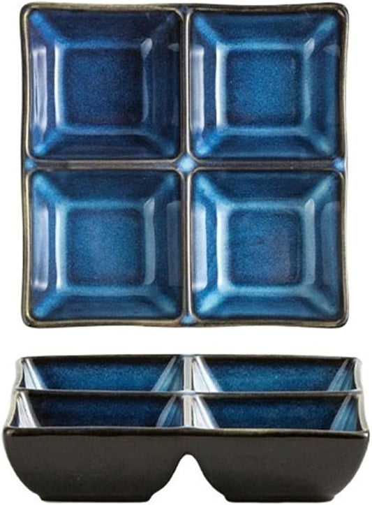 Sauce Dish 1 Piece Multifunctional Compartmentalized Plate Ceramic Snacks Dessert Bowl Snack Plate Roasted Meat Seasoning Sauce Plate Snack Plate(A), ZCL2024