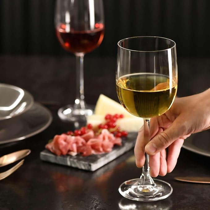Krosno White & Red Wine Glasses GEMA | Set of 6 | 11.5 oz | For Home, Restaurant and Parties | Dishwasher Safe | Lead-Free Crystal Glass