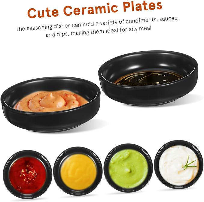 6pcs Japanese Style Ceramic Dipping Dishes Plates for Sushi Sauces and Appetizers Non-stick Tableware for Parties and Family Meals