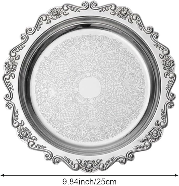 Metal Food Serving Trays Small Instrument Jewelry Tray Silver Fruit and Dessert Plates for Wedding, Hotel, Christmas Candy Display