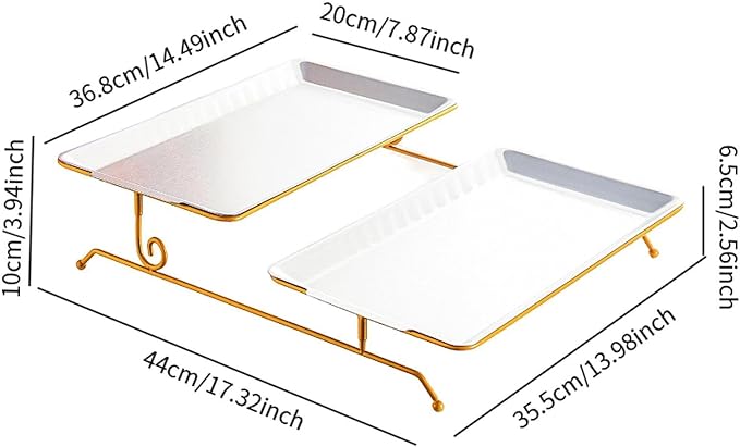 Fruit Tray Large Capacity Two Layer Stainless Steel Platter Snack Holder Versatile Serving Dish Suitable for Home Entertaining Coffee Table Display, Silver