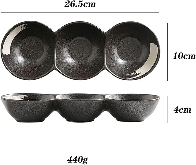Sauce Dish 1 Piece Dipping Bowl Multi-Compartment Plate Ceramic Compartmentalized Grilled Meat Seasoning Flavor Hot Pot Snack Bowl Dish Snack Plate(D), ZCL2024
