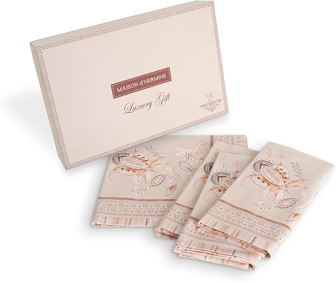 Maison d' Hermine Napkin 100% Combed Cotton Premium 20 Inch x 20 Inch Set of 4 Dinner Napkins, Decorative Washable Cloth Napkin for Dining, Buffet Parties & Camping - Society Florals