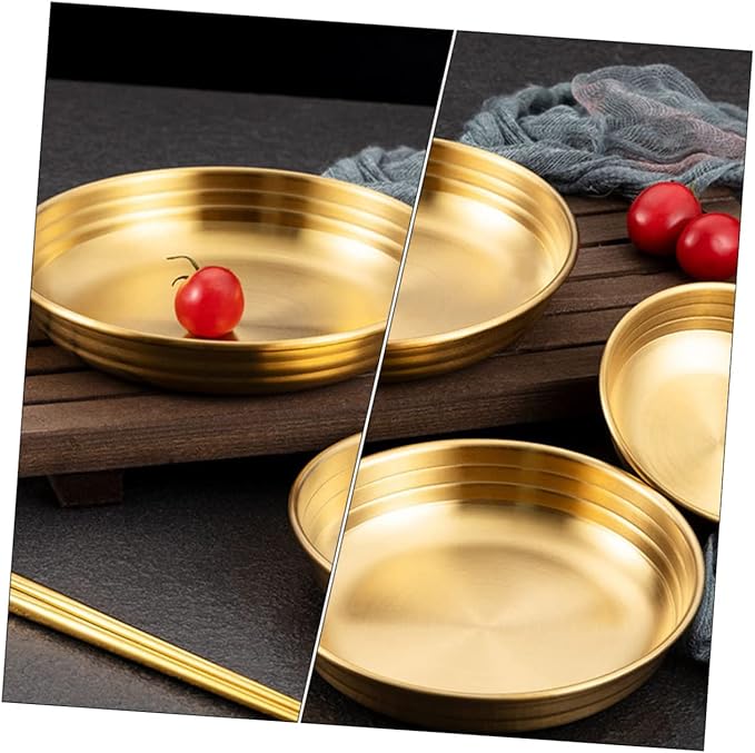 PRETYZOOM Thickened Stainless Steel Korean Kimchi Dish Flat Saucer for Appetizer Plates Soy Sauce Bowl Food Sauce Dish Fall Wear Resistant Serving for Home and Restaurant