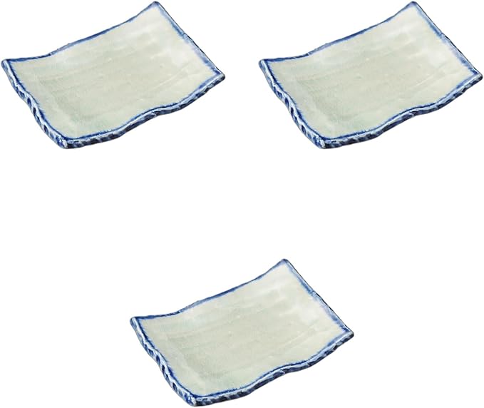 Setomonohonpo Set of 3 Gofukai Appetizer Plate, 6.7 x 4.7 x 1.1 inches (17 x 12 x 2.8 cm), Appetizer Plate, Porcelain