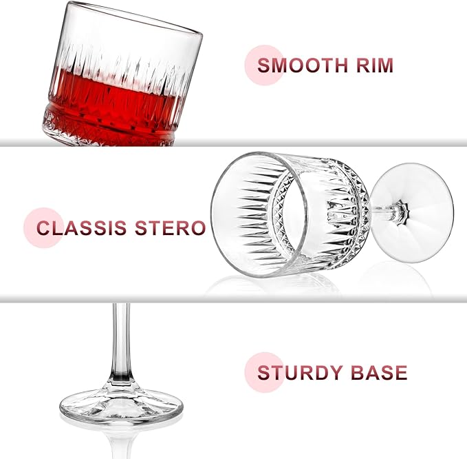 Wine Glasses Set of 4, 13.5oz Crystal Wine Glasses, Lead-Free Square Wine Glass with Long Stem, Wine Gifts for Wedding Birthday