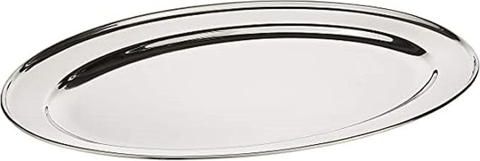 Set of 2 Oval 16' Platter Stainless Steel Heavy Duty Metal Serving Platters for Appetizer Snack Fruit Cake Server Party Food Display Tray Dishes for Entertaining