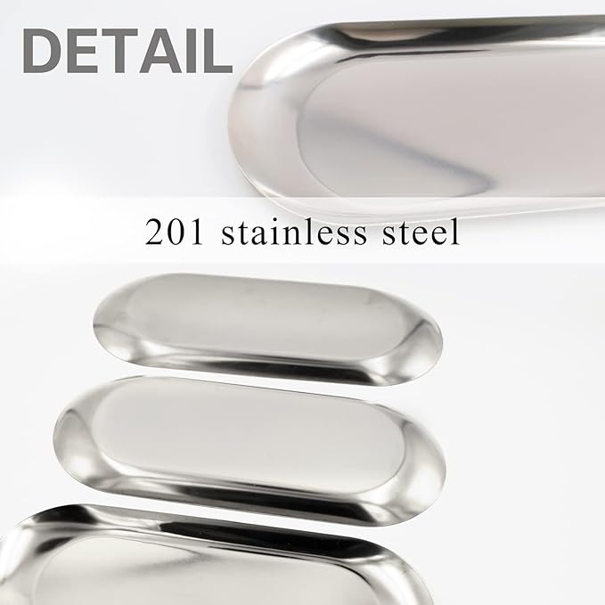 6 PCS Tip Trays Metal Restaurant Service Plate Oval Organizer Dish Guest Bill Holder Supplies Check Presenters Accessories Decoration Container for Coffee Bar Kitchen Home (Silver)