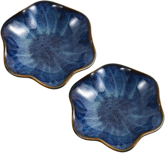 PRETYZOOM 2Pcs Ceramic Seasoning Dishes Small Kitchen Condiment Plates for Soy Sauce and Dipping Practical Appetizer Bowls for Home Use