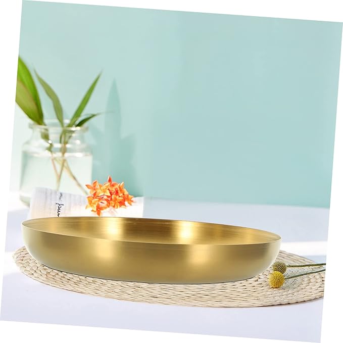 Cabilock Dinner Plates Stainless Steel Snack Plate Storage Container Gold Platter for Family Gatherings