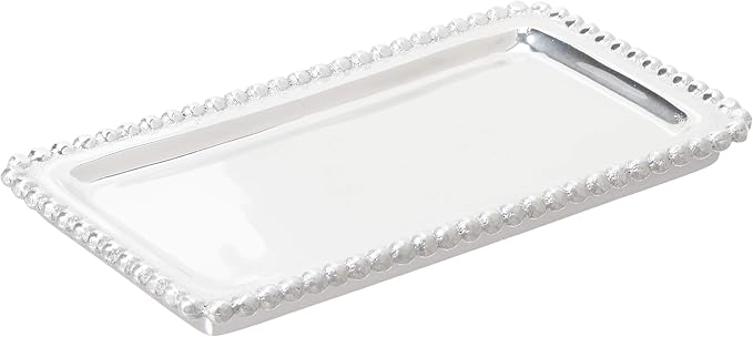 MARIPOSA BEADED STATEMENT TRAY | SILVER | BRILLANTE | GIFTS | STATEMENT TRAY | RECYCLED SANDCAST ALUMINUM | HANDMADE IN MEXICO
