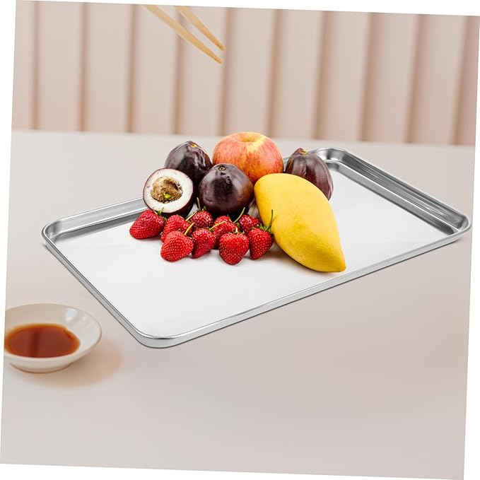 Stainless Steel Food Serving Plate Rectangular Korean Bbq Snack Tray Dish for Parties Restaurants Home Use