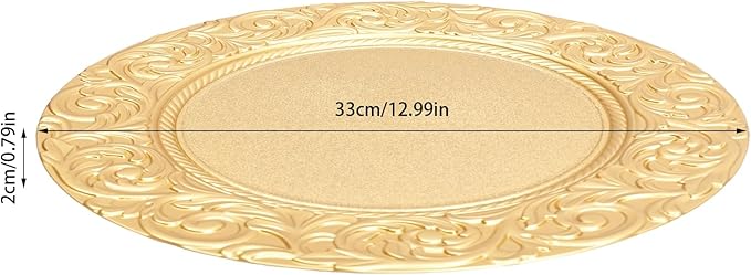 Gold Plastic Charger Plates Set of 100, 13” Reusable Party Chargers for Dinner Plates, Elegant Round Service Plate Chargers Bulk Decorative for Wedding, Catering Table Decor
