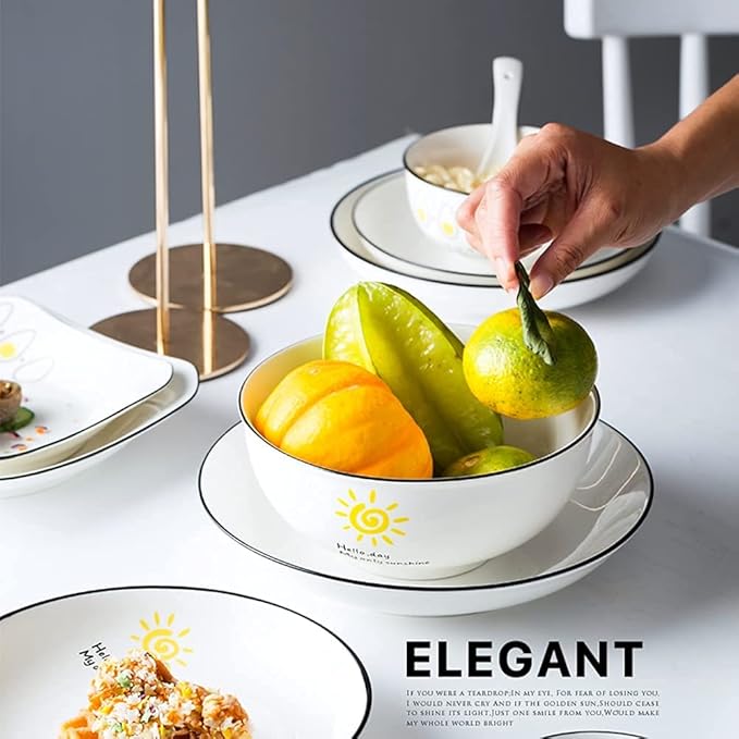 36PCS Ceramic Dinnerware Set Tableware Dishes Plates Ceramic Combination Dinner Service Set Porcelaine Service for 6, White Luxury Stoneware Tableware Set