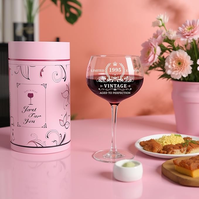 30TH Birthday Gifts for Her, Vintage 1995 Engraved Wine Glass, Unique 30 Year Old Birthday Decorations for Women, Funny 30 Bday Gifts Idea for Friends, Wife, Daughter, Sister (30TH)