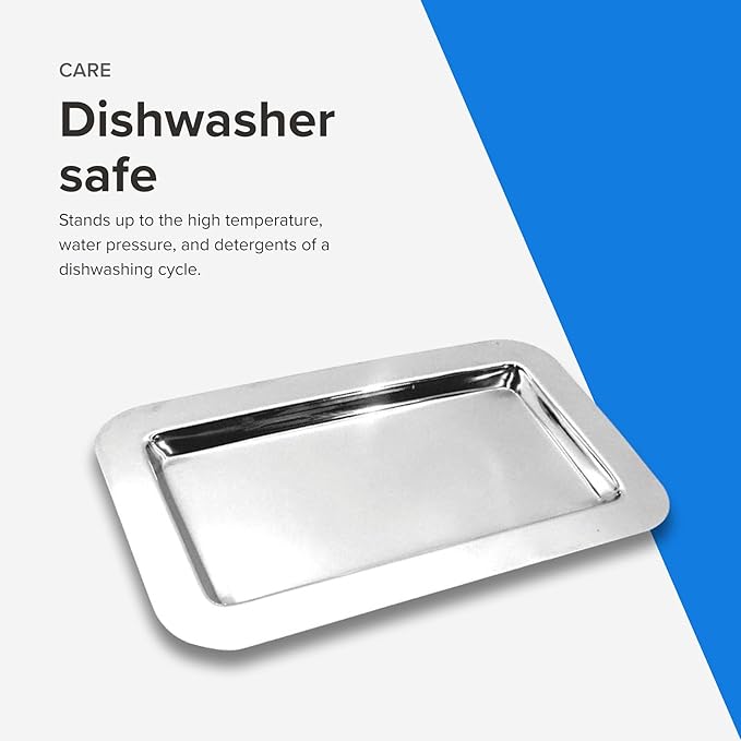 Frieling Silver Tray - 9.4 x 5.6 in Rectangular Polished Mirrored Finish - 18/10 Mirrored Stainless Steel Metal Serving Tray for Coffee, Tea & Desserts
