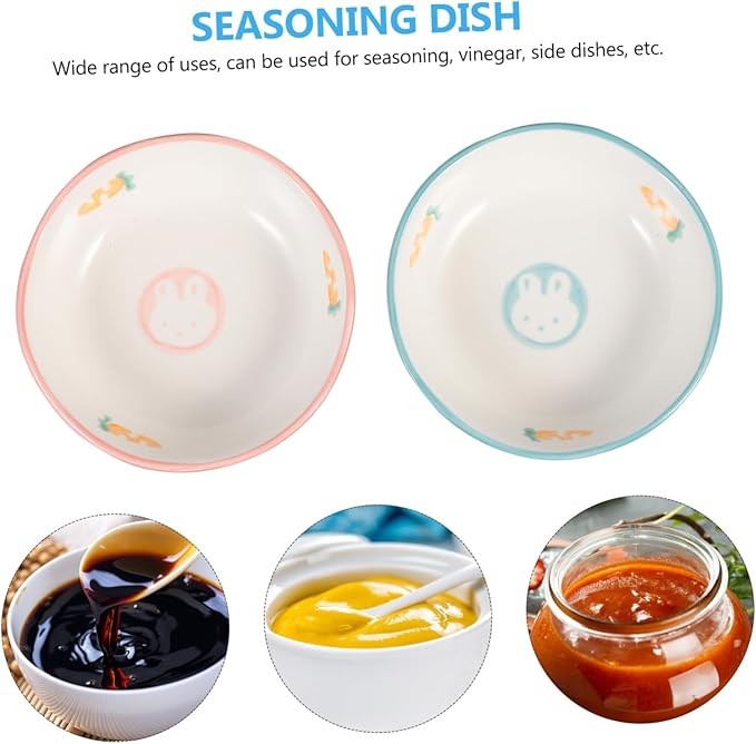 2Pcs Ceramic Seasoning Dipping Plates for Sauces Condiments and Appetizers and Ceramic Design for Home Use and Entertaining