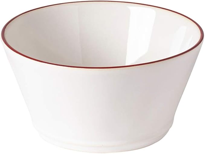 Costa Nova Ceramic Stoneware 15 oz. Soup & Cereal Bowl - Beja Collection, White & Red | Microwave & Dishwasher Safe Dinnerware | Food Safe Glazing | Restaurant Quality Tableware