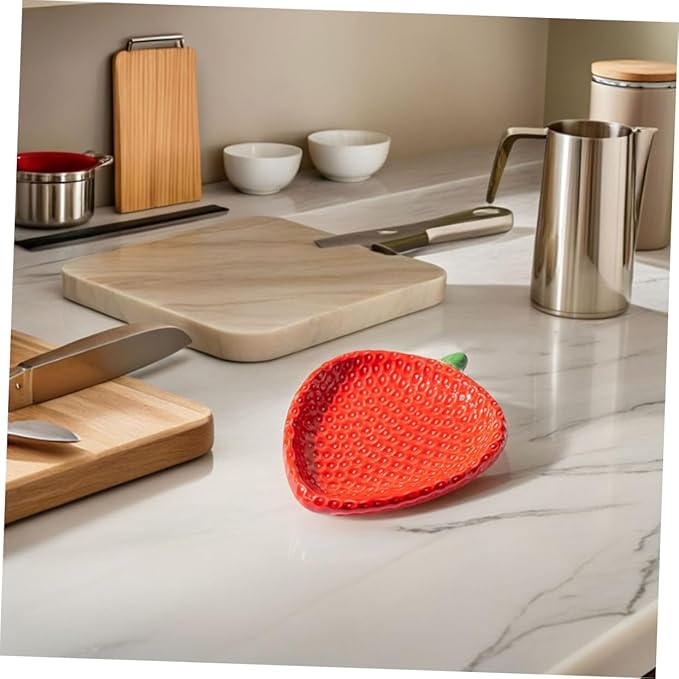 Alipis Strawberry Design Ceramic Appetizer Plate Elegant Dessert and Snack Dish for Dipping Sauces for Home Gatherings Outdoor Picnics and Restaurant Decor