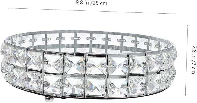 Mikinona Round Mirror Tray Decorative Serving Tray for Food for Home Round Platter Silver