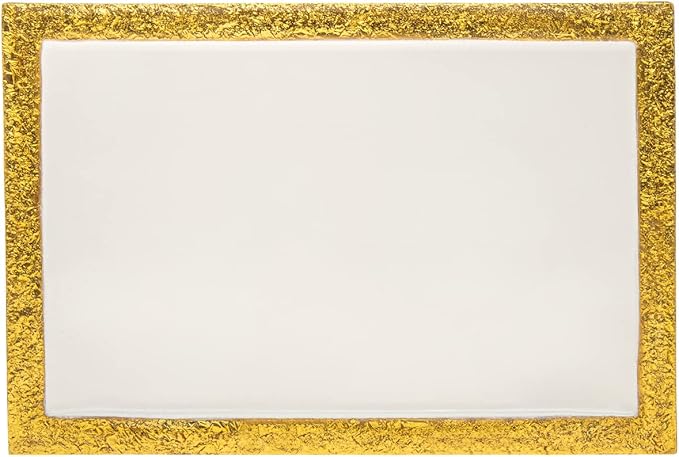 Godinger Serving Tray, Serving Platter for Appetizers, Desserts, Hors D'vour, Pastries & More Metal White with Gold Rim -9x6