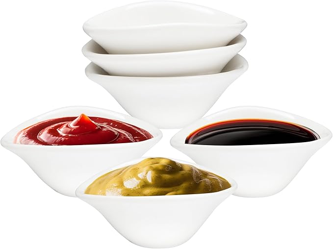 Vikko Small Bowls for Dips, Set of 6 Dipping Sauce Cups, 1Ounce Round Soy Sauce Dish, Small Ceramic Dipping Bowls, Mini Bowls, Charcuterie Bowls, Spice Bowls