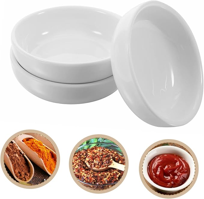 PRETYZOOM Appetizer Plates 6pcs Round Sauce Bowl for Sushi Sauce White Porcelain Holder