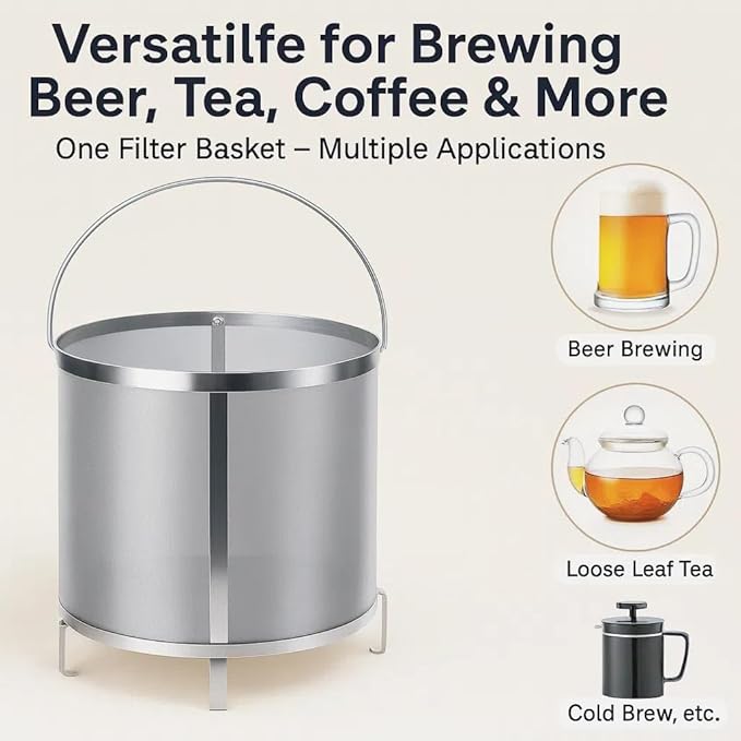 Gekufa Hop Filter 300 Micron 304 Stainless Steel – 13.8" x 13.8" Dry Hop Strainer for Homebrew, Beer, Wine, Tea & Coffee – Rust-Resistant Mesh, Dishwasher Safe, Easy to Clean (13.8" x 13.8")