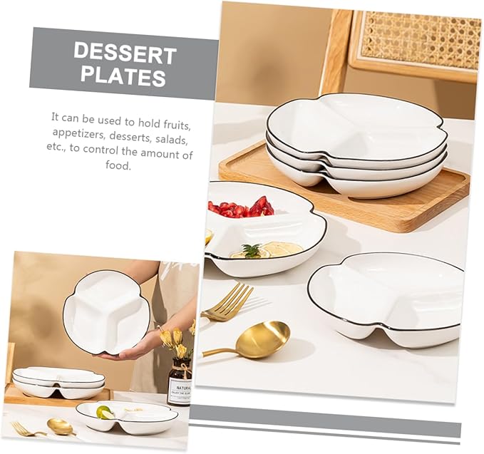 Porcelain Divided Plate Ceramic Dining Plate with Compartments for Dried Fruit Snacks Appetizers Easy to Clean Sectional Serving Platter for Home Parties Weddings