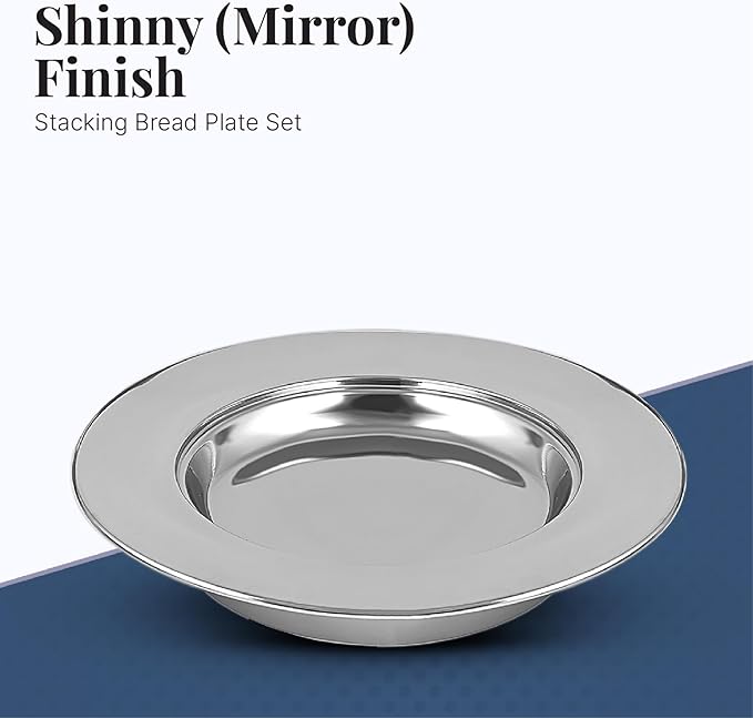 Communion Ware | Stainless Steel Bread Plate for Churches | Holy Stackable Bread and wafers Serving Plate | – Shiny (Silver) Finish