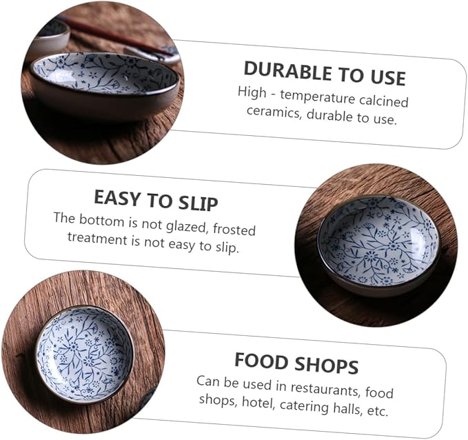 PRETYZOOM 3pcs Dip Dish Condiment Plate Flavored Sauce Vinegar Bowl Ceramic Plates Serveware