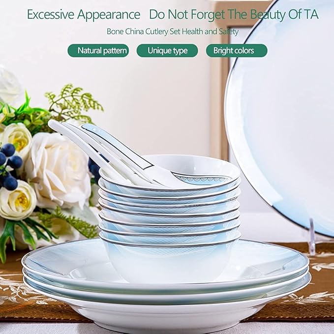 Dinnerware Sets - Luxury Gift Dishes Service Set, 56/60PCS Ceramic Dinnerware Set Bone China Tableware Dishes Plates Ceramic Combination Dinner Service Set Diner Set (60 Pieces)