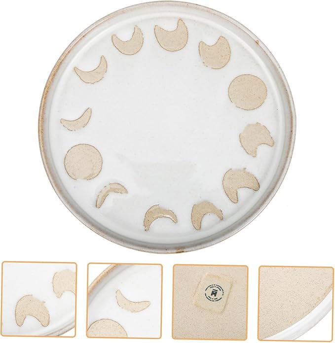 GLEAVI Vintage Rustic Ceramic Plate Round Serving Dish for Steak Salad and Pizza Food-grade Stoneware 10-inch Diameter for Home Dining and Entertaining