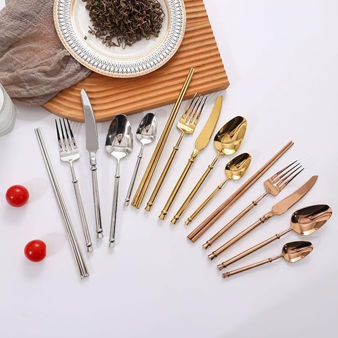 Exquisite Stainless Steel Cutlery Set Knife Fork Spoon Silverware Set Mirror Polished Flatware Set Kitchen Utensils Dessert Spoon Practical