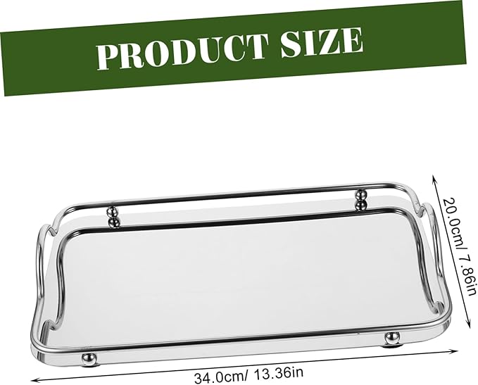 Portable Stainless Steel Tray Rectangular Serving Dish Handles for Fast Food Cafeteria and Daily Use