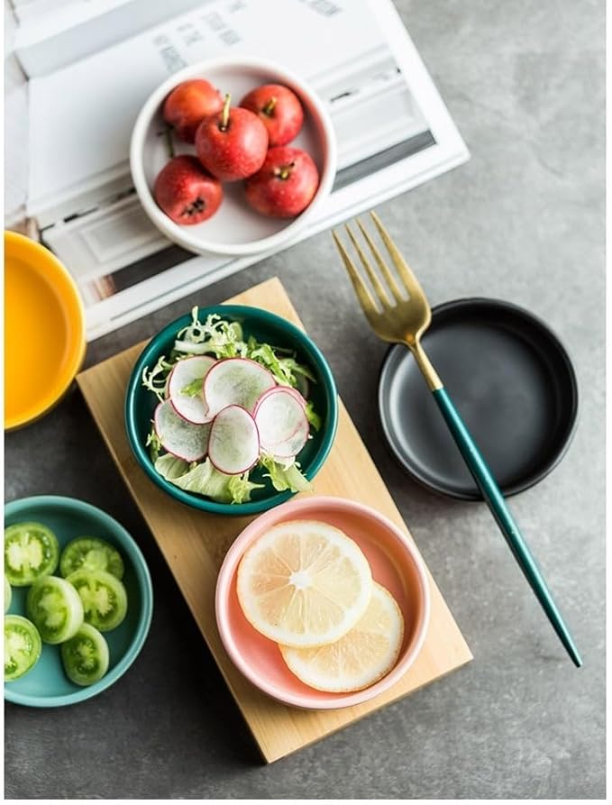 FAREWELL Dipping Bowls Round Plate Creative Ceramic Small Plate Soaking Plate Household Soy Sauce Plate Small Plate Vinegar Plate Soaking Plate Soy Sauce Appetizer Bowls (Color : A)