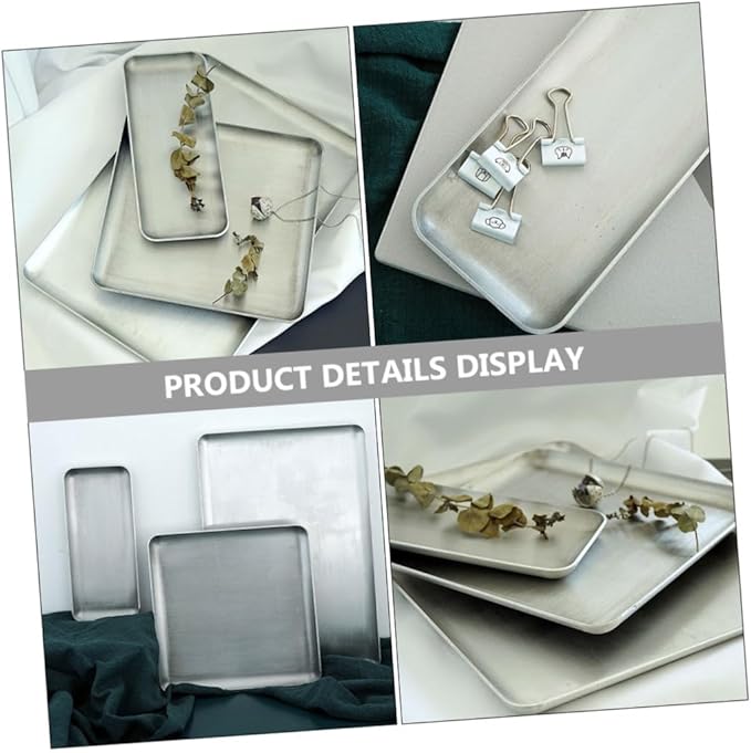 Vintage Aluminum Serving Tray Small Silver Decorative Food Plate for Kitchen Party Dessert Display and Storage Retro Style Buffet and Cafe Use