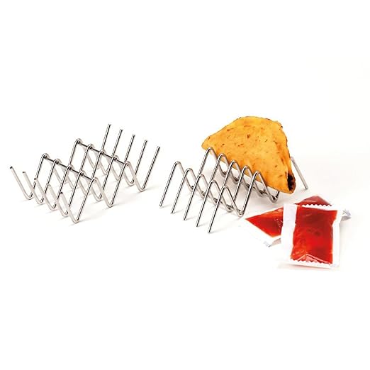 G.E.T. 4-81823 Stainless Steel Taco Holder / Stand, Holds 3 Tacos