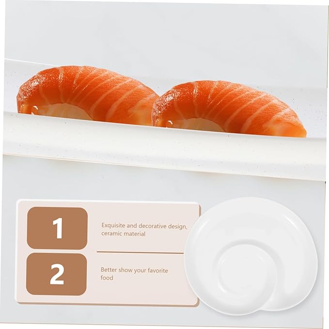 Divided Dumpling and Sushi Serving Plate 9-Inch Ceramic Dish with Dipping Sauce Bowl for Snacks and Appetizers for Home and Restaurant Use