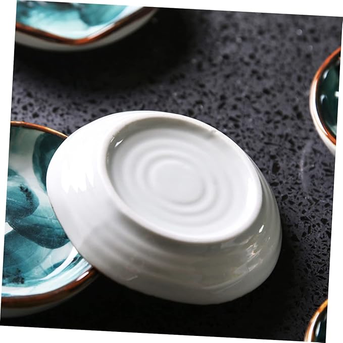 2pcs Hand-painted Ceramic Discs Decorative Trays for Snacks Sauce Japanese Style Food Dipping Bowl Seasoning Dish Condiment Tray Appetizer Plate Sauce Plate