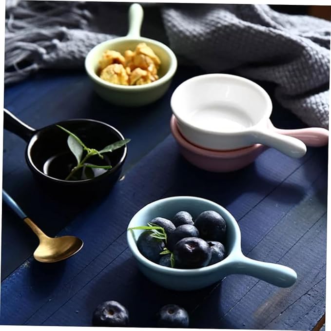 4Pcs Japanese Style Ceramic Dipping Sauce Plates with Ergonomic Handle for Appetizers Desserts and Seasoning Sauces Color for Home Restaurant Use