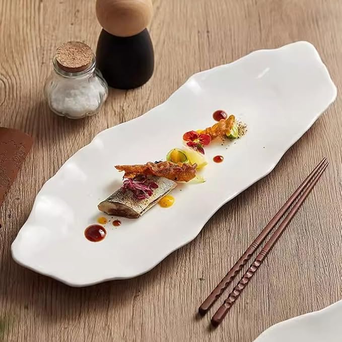 SONGCHAO Party Supplies Creative Restaurant Kitchen Tableware Irregular Ceramic Dinner Plate Appetizer Plate Salad Plate Dessert Plate Party Plates (Color : 18inch)