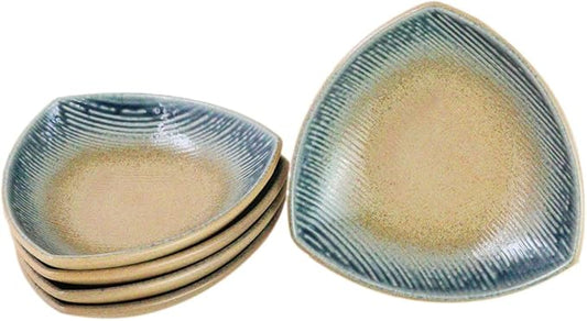 Ebros Gift Artistic Blue River Ao Nagashi Collection Dinnerware Serveware Kitchenware Set Asian Japanese Restaurant Supply (Pack of 5 Appetizer Salad Triangular Deep Serving Plates)