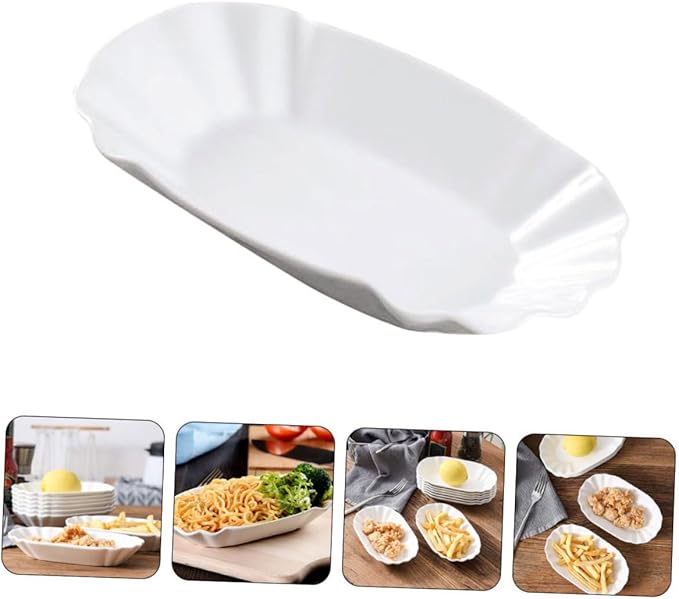 Unomor 2pcs Creative Ceramic Snack Plates for Appetizers French Fries and Dips Elegant Serving Dishes for Parties Family Gatherings and Casual Dining