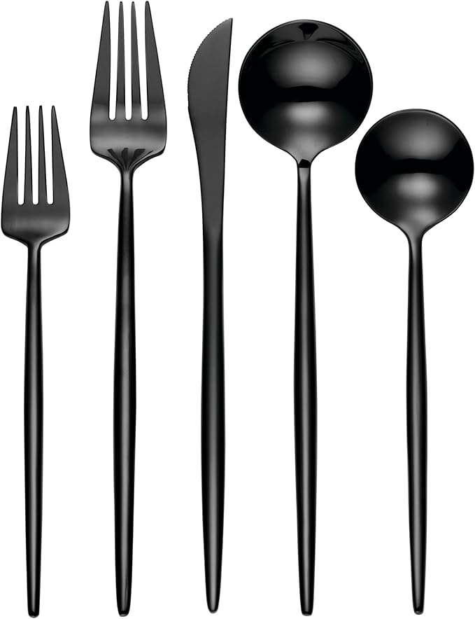 Hampton Forge 894757 Skandia Zephyr Black 45 Piece Flatware Set